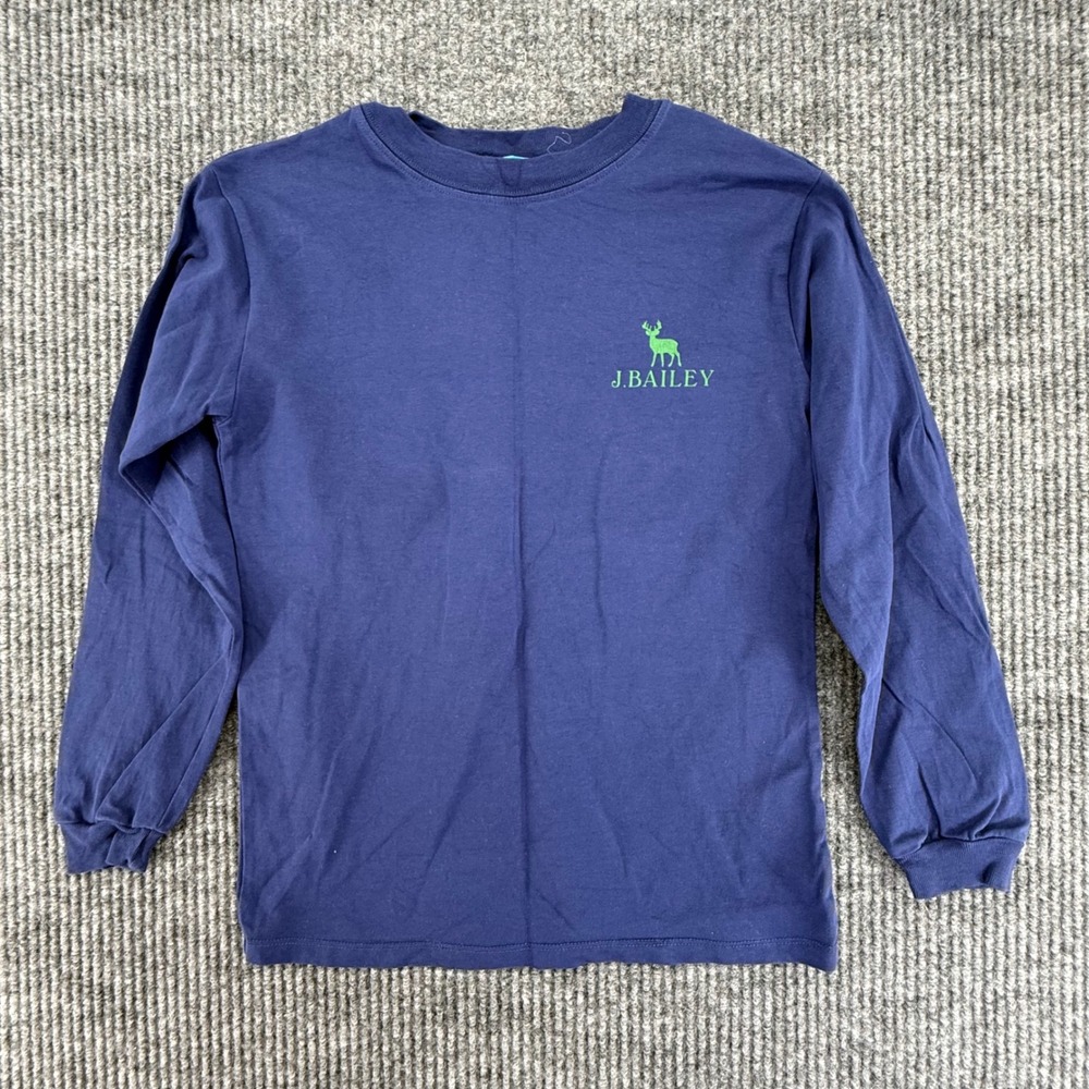 J. Bailey Long Sleeve Shirt Boys 7 Navy‎ Excellent Plaid Deer Graphic Tee